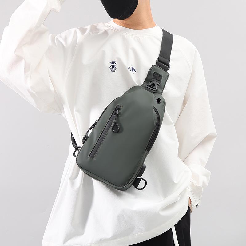 New Men's Crossbody Chest Bag: Casual, Large-Capacity, Water-Repellent, Korean-Style Motorcycle Backpack