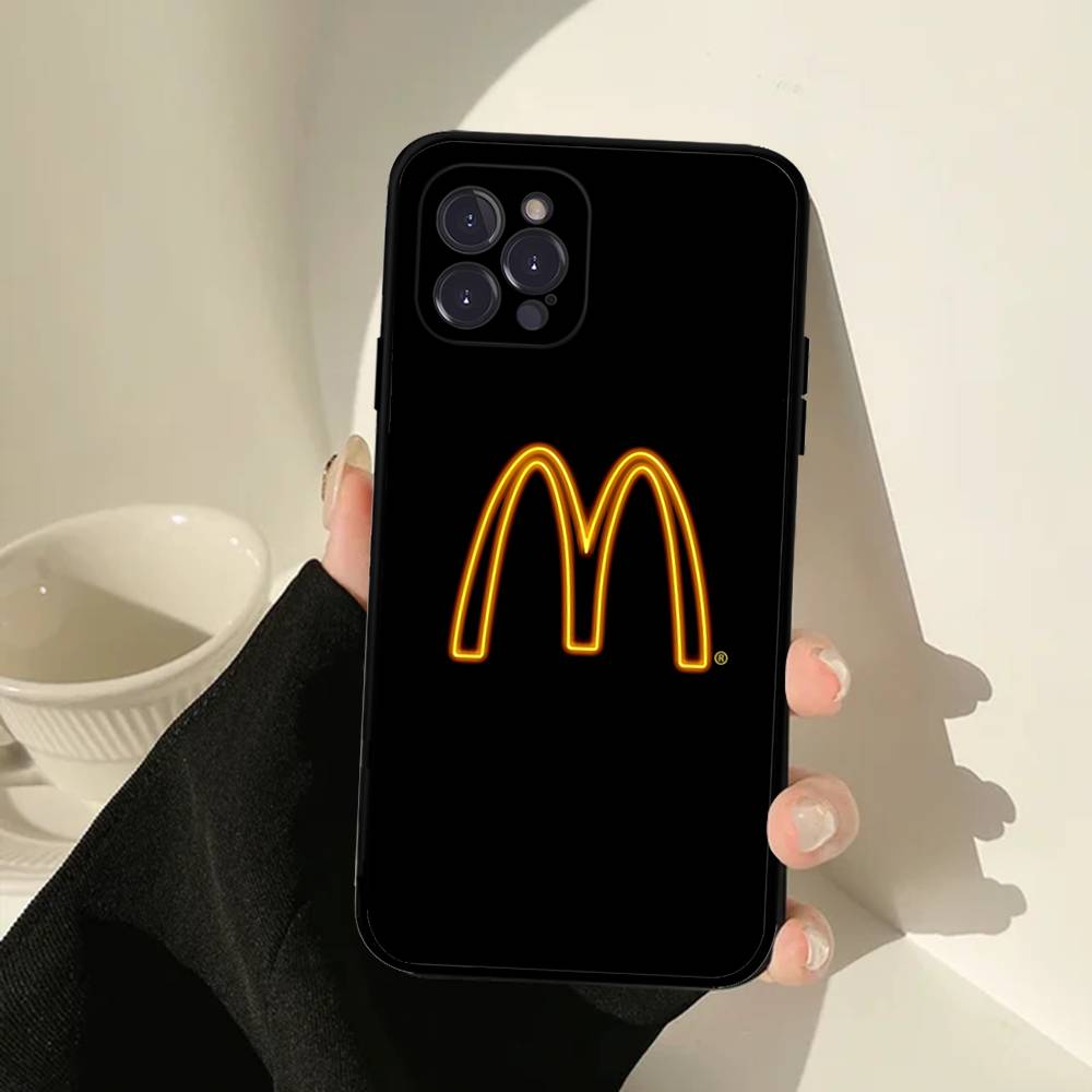 M Famous LOGO M-McDonaldes Phone Case For IPhone 17 16 15 14 13 12 11 Pro Max Plus Mini Soft Black Cover