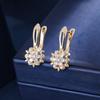 Vintage Elegant 3D Flower Huggie Earrings For Women Versatile Office Wear Exquisite Jewelry Gift