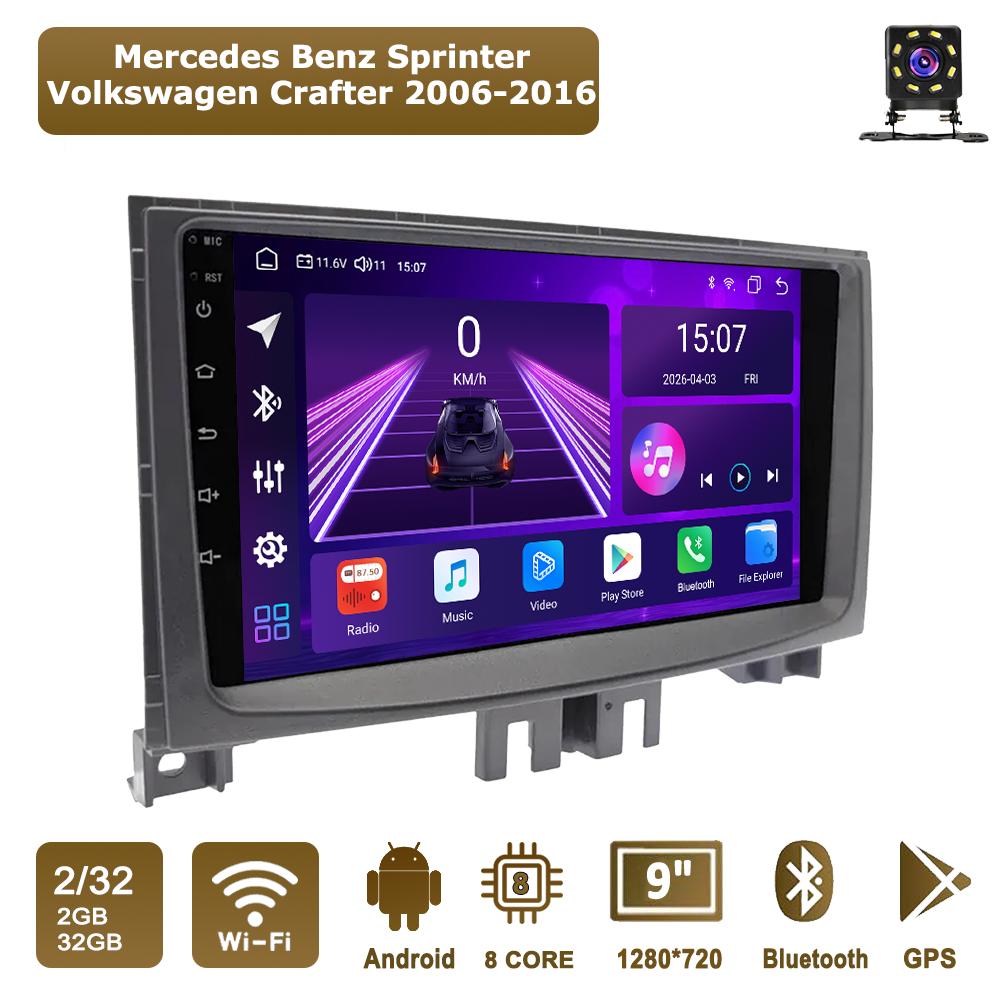

Android Car-Play Car Radio For Mercedes Benz Sprinter Volkswagen Crafter 2006-2016 Multimedia Player Head Unit Stereo GPS Navigation,8 CORE ,2+32GB чорний