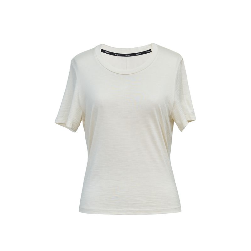 

Blacknini Limited Edition Qingquan T R0w Style Silk Cashmere round Neck Short Sleeve Combed T-shirt Tops/Two Colors White XL