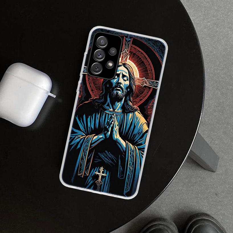 Christian Cross Design Phone Case Cover for Samsung Galaxy A12 A22 A32 A52 A72 A02S A51 A50S A31 A20S A10S Note 20 Ultra 10 Plus