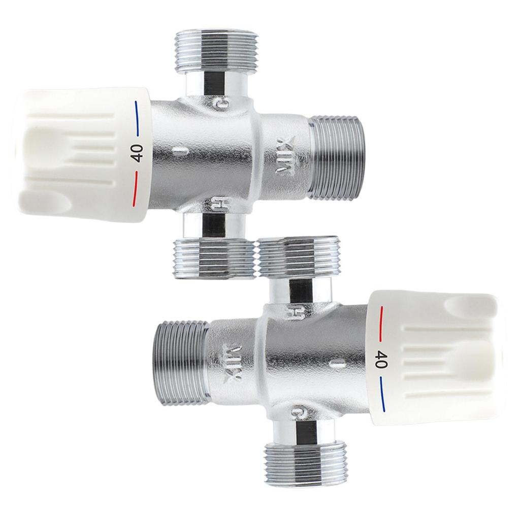 Brass Pipe Thermostatic Mixing Valve Shower Faucet Water Heating Thermostat Tap