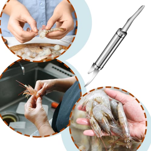 S-DEAL Shrimp Deveining Tool, Fish Scale Cutter, Food-Grade Stainless Steel Shrimp Peeler - Effective Seafood Tool with Double Heads, Shrimp Cleaning