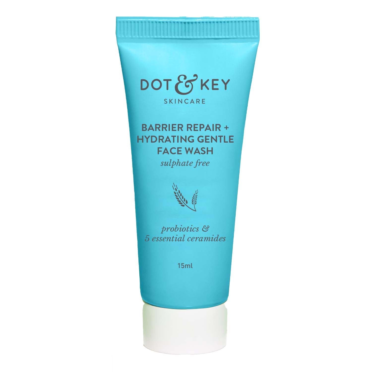 

Dot & Key Barrier Repair Hydrating Gentle Face Wash With Probiotics For Dry Sensitive Skin Travel Size 15 ml Mini