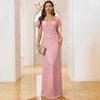 S1138 2025 Cross-border Summer New European and American Women's Fashionable Sexy Dress Sequin Short Sleeve Backless Gown