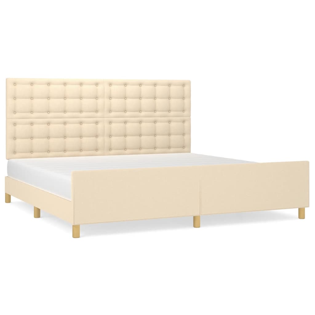 Vidaxl Bed Frame Without Mattress, Cream, 200X200 Cm, Upholstered