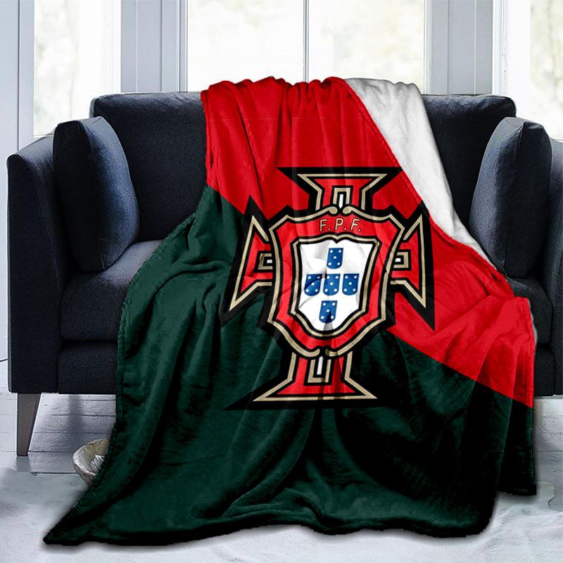 Decke mit Wappen der Portugiesischen Fußballföderation Geeignet für Sofas, Betten, Büros und Camping - Perfektes Geschenk für Halloween Weihnachten