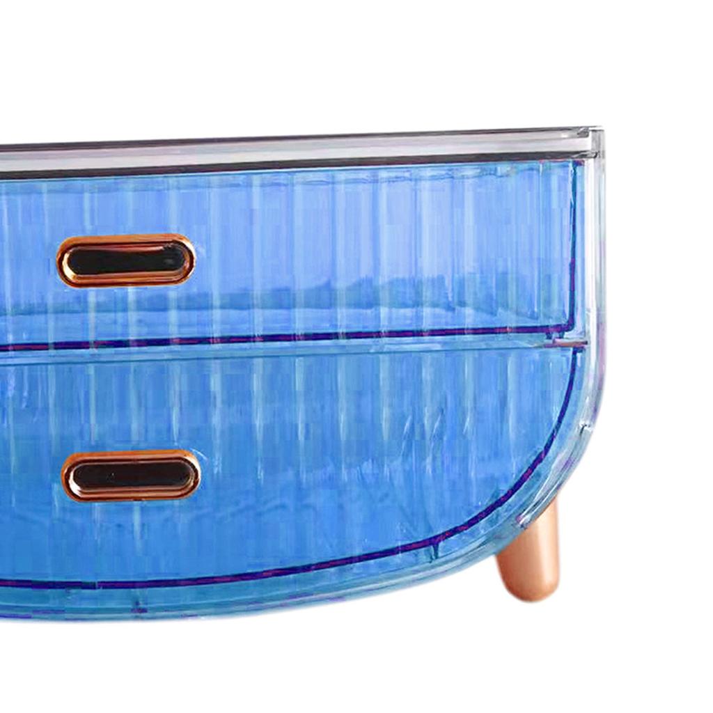 2 Tiers Cosmetic Storage Box Desktop Case Large Capacity Portable Makeup Organizer