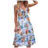Women's Summer Bow Tie On Chest Printed V-neck High-waist Sling A-line Dress