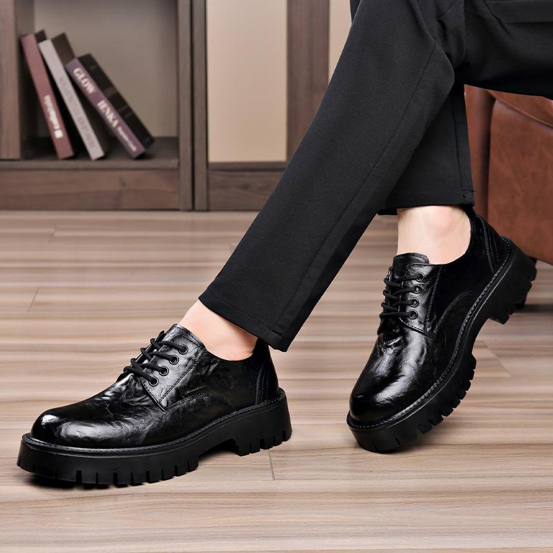 FashionBritish Men's Business Shoes Fashion Casual New Designer Platform Shoes for Men Spring Autumn Black Cow Leather Shoe Male