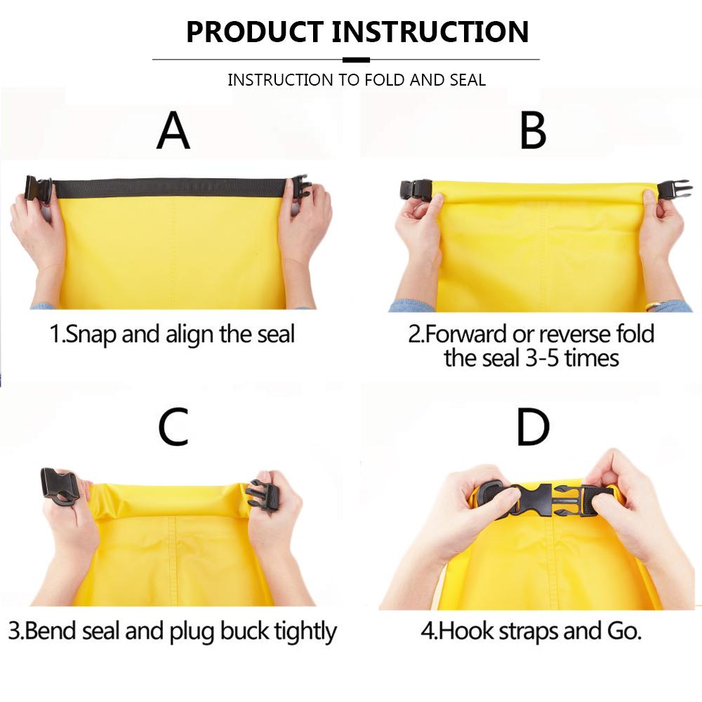 Outdoor PVC Dry Sack Bag Waterproof 10L 20L 30L Motorcycle Bag Shoulder Bag for Diving Swimming Hiking Driving Travel Kits
