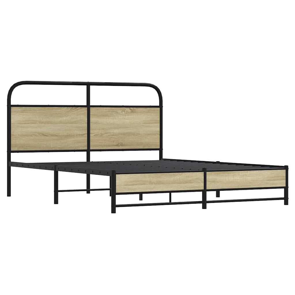 Bed Frame without Mattress 150 x 200 cm Sonoma Oak Wood Based Panel