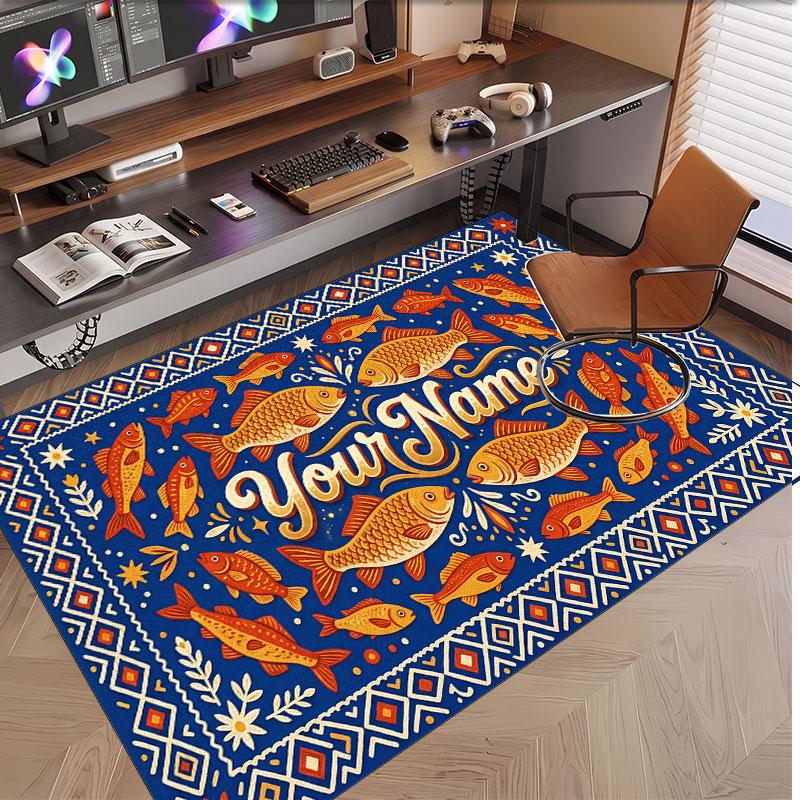 Celebration Theme Soft Crystal Velvet Rug Custom Name & Text Print Non Slip Floor Rug for Bedroom Living Room