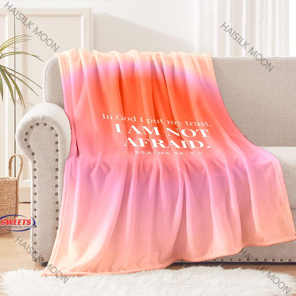 6 Size Christian Bible Psalm Flannel Art Blanket Sofa Bed Cover Four Season Soft Fluffy Quilt Blanket Flannel Throw Warm Gifts