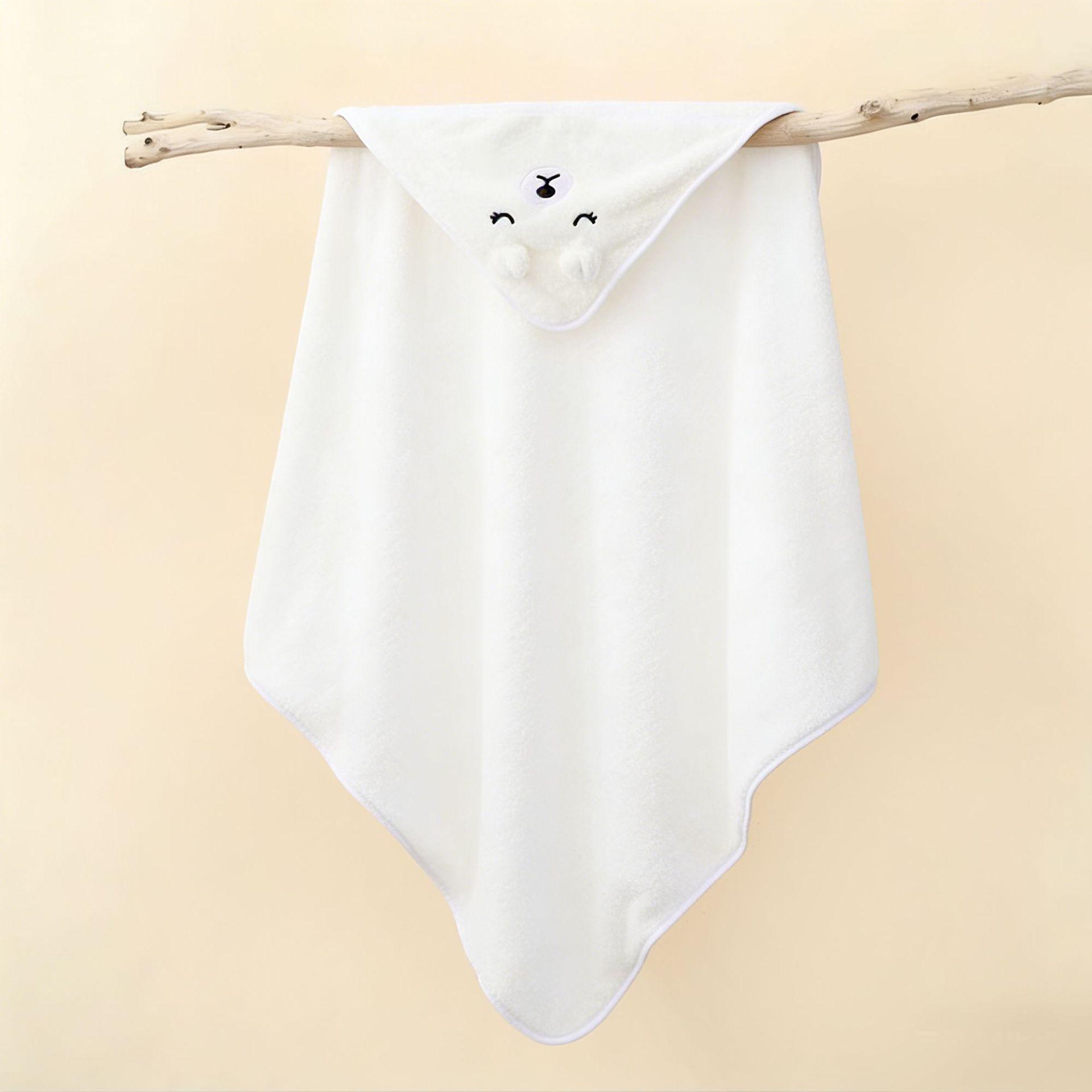 Newborn Coral Fleece Hooded Swaddle & Quick-Dry Bath Towel 80x80 CM