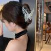 Bling Rhinestone Butterfly Hair Claw Clips Women Elegant Pearl Crab Barrette Headwear Ponytail Clip Fashion Jewelry Accessory