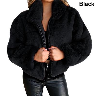 Autumn Winter Women's Luxury Rabbit Fur Faux Fur Zipper Cardigan Jacket Plus Size Plush Warm Winter Coat