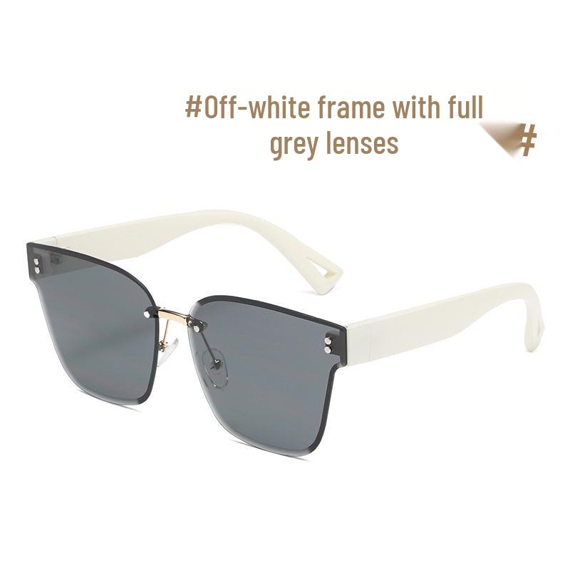 Women s Large Frame Rimless Sunglasses, Slimming  Natural Makeup Style, Perfect for Driving  Trending in Live Broadcasts