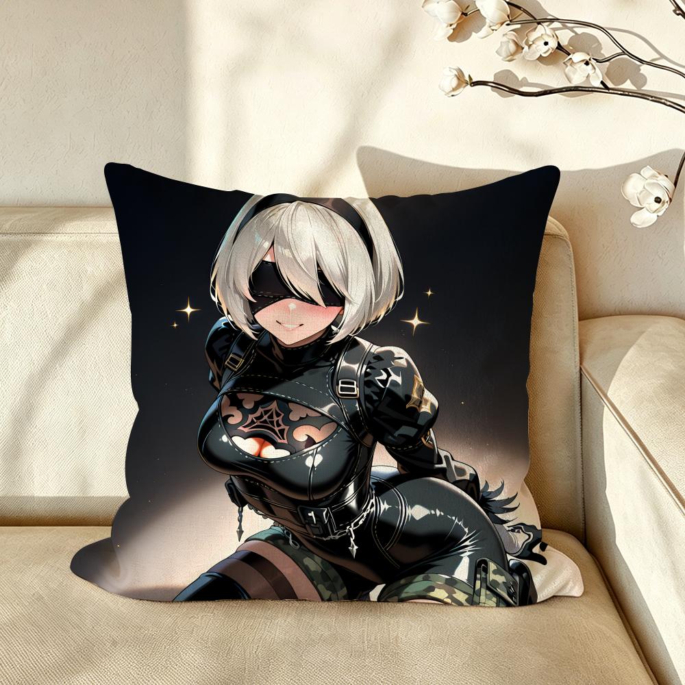 Game NNieR AAutomata Cushion Cover Pillow Case Antidustmite Pillowcase Silky Short Plush Sofa Cushion Cover hot