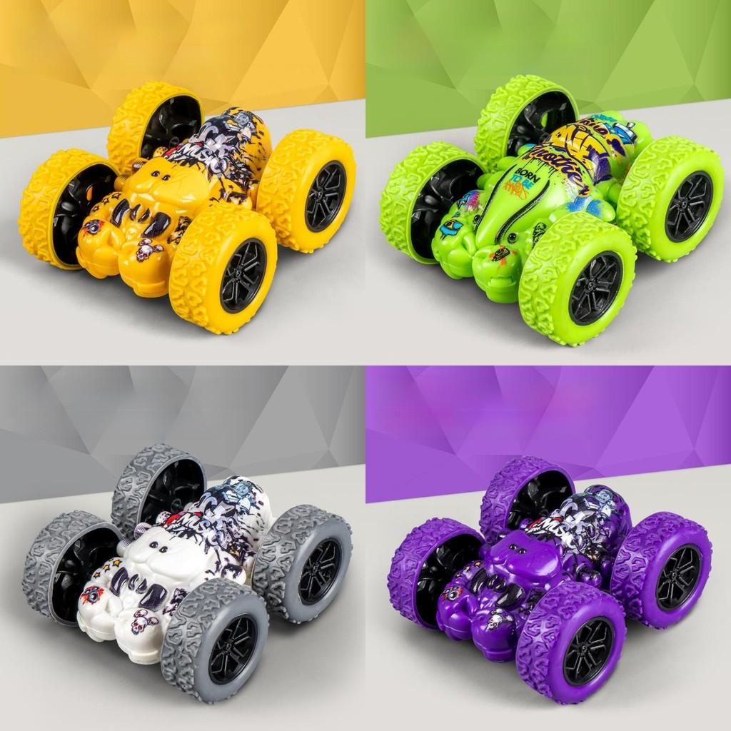 Inertia Cartoon Graffiti Offroad Car Toy With Doublesided Stunt Flip For Kids Play And Development