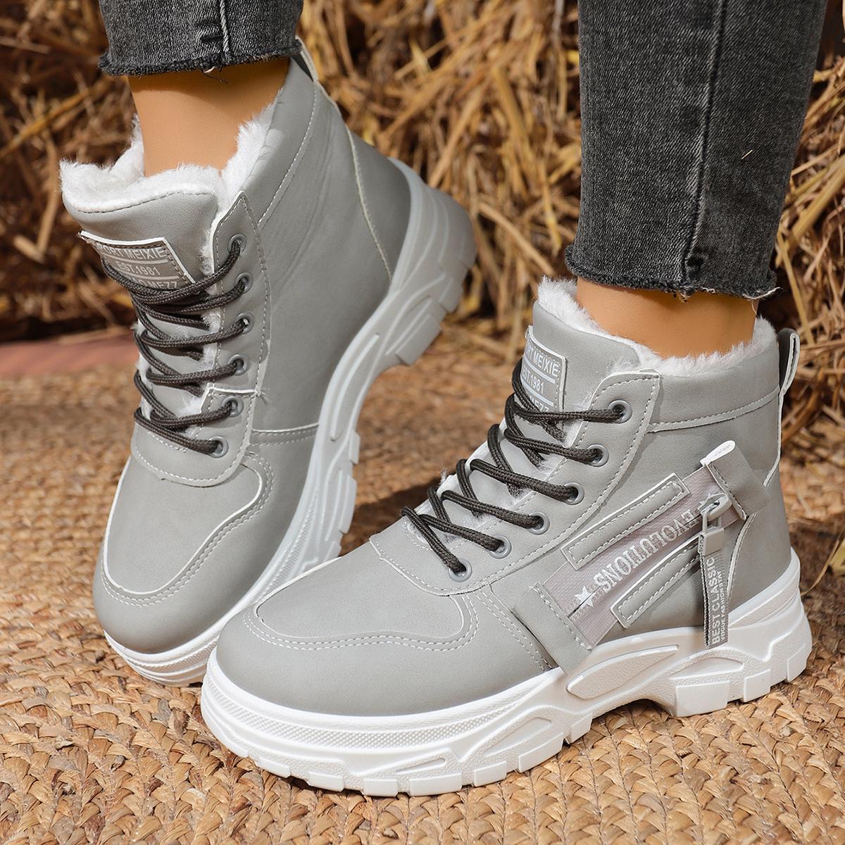 

Women Snow Boots Plus Size Comfortable Outdoor Ankle Boots Winter Warm Platform Sneakers 2025 New Casual High-top Shoes Women 36 сірий колір