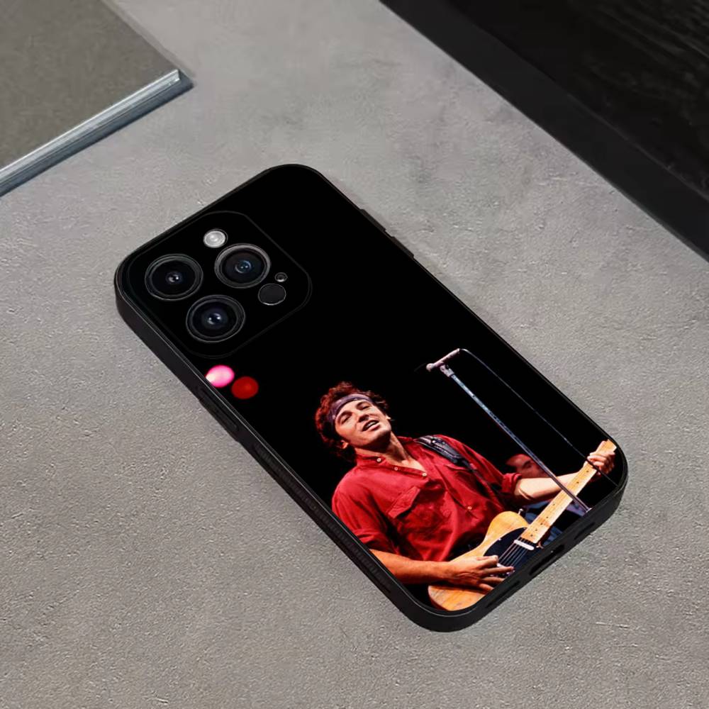 Bruce Springsteen Phone Case For iPhone 16,15,14,13,12,11 Plus,Pro Max,XS,X,XR,SE,Mini,8,7,Soft Silicone Black Cover