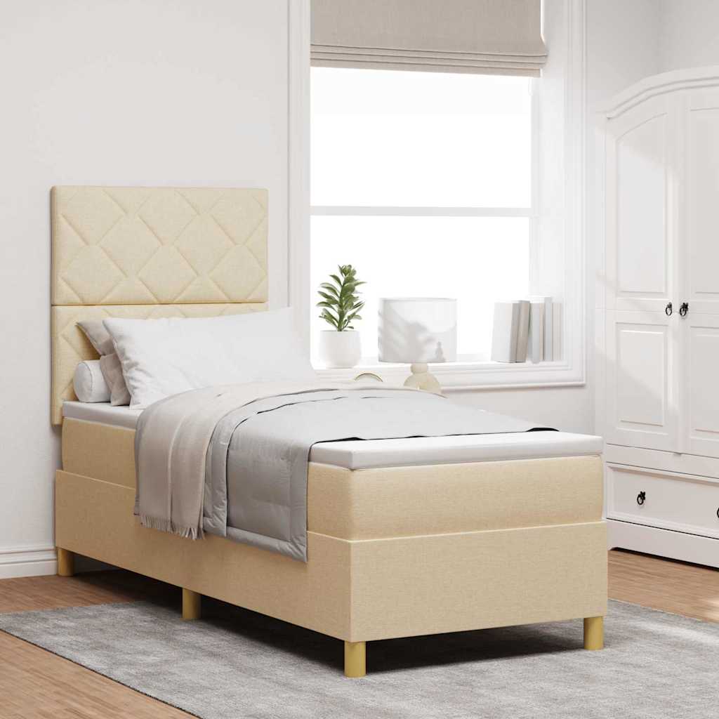 Boxspring bed with headboard Cream 80 x 200 cm Fabric