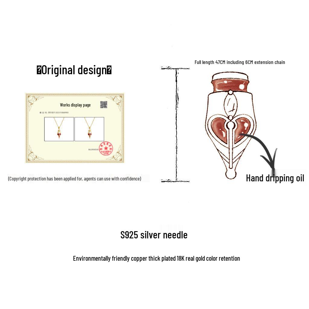 18K Gold Zircon Shovel Pendant Necklace - Luxury Clavicle Chain for Women