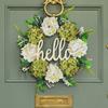Holiday Hello Simulation Garland Door Decoration Hydrangea Rattan Ring Window Decoration Wall Hanging