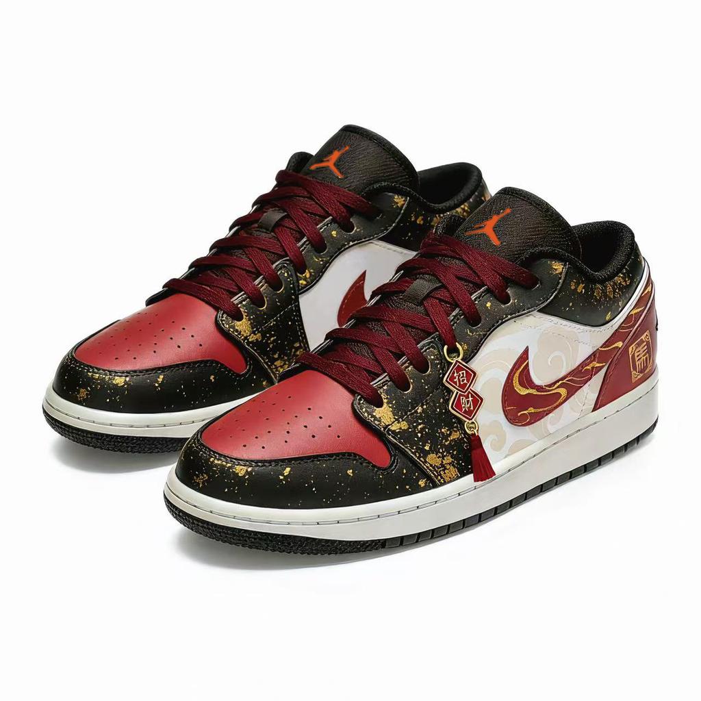 Jordan Air Jordan 1 Box Instant Prosperity Cushioning, Wear Resistant Vintage Basketball Shoes Unisex Red 553558-081(Team1791-)