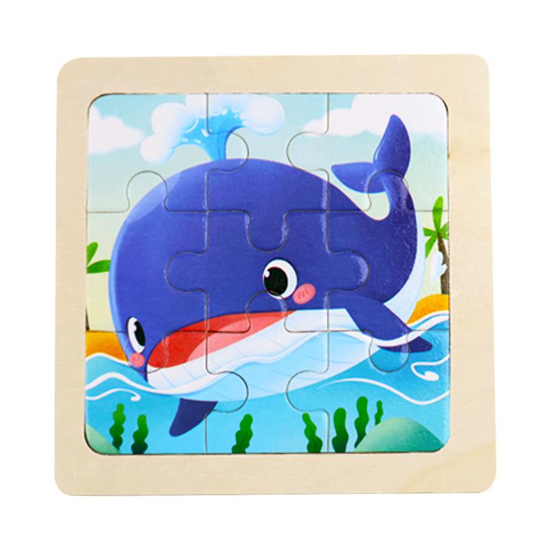 Small Children's 9-piece Wooden Plane Puzzle Cartoon Animation Puzzle Baby Educational Early Education Toy