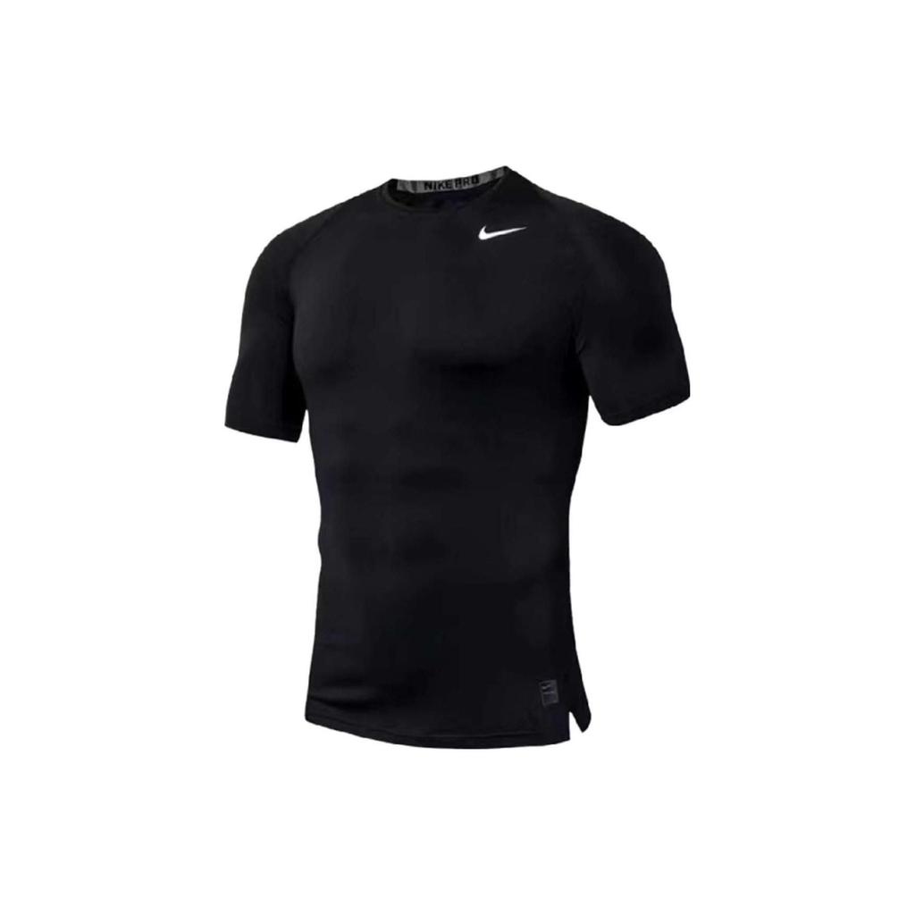 Nike Solid Color Logo Print Crew Neck Short Sleeve T-Shirt With Raglan Sleeves Men Tops Black 703095-010