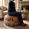 Embroider Craft Boho Seat Cushion Cover Leather Storage Bag Pumpkin Pouf Cover  Home Use