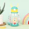 Water bottle children's cartoon antlers plastic cup portable car rope accompanying cup large capacity double drinking straw water cup