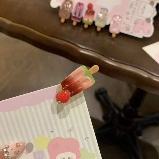 5Pcs Girl Hairpins Clear Gradient Color Simulated Popsicle Shape Transparent Hair Clips Anti-Slip Design Mini Lightweight Hair Pins