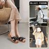 Leather sandals women wear 2025 new summer high-end slippers fashion Internet celebrity versatile one-word