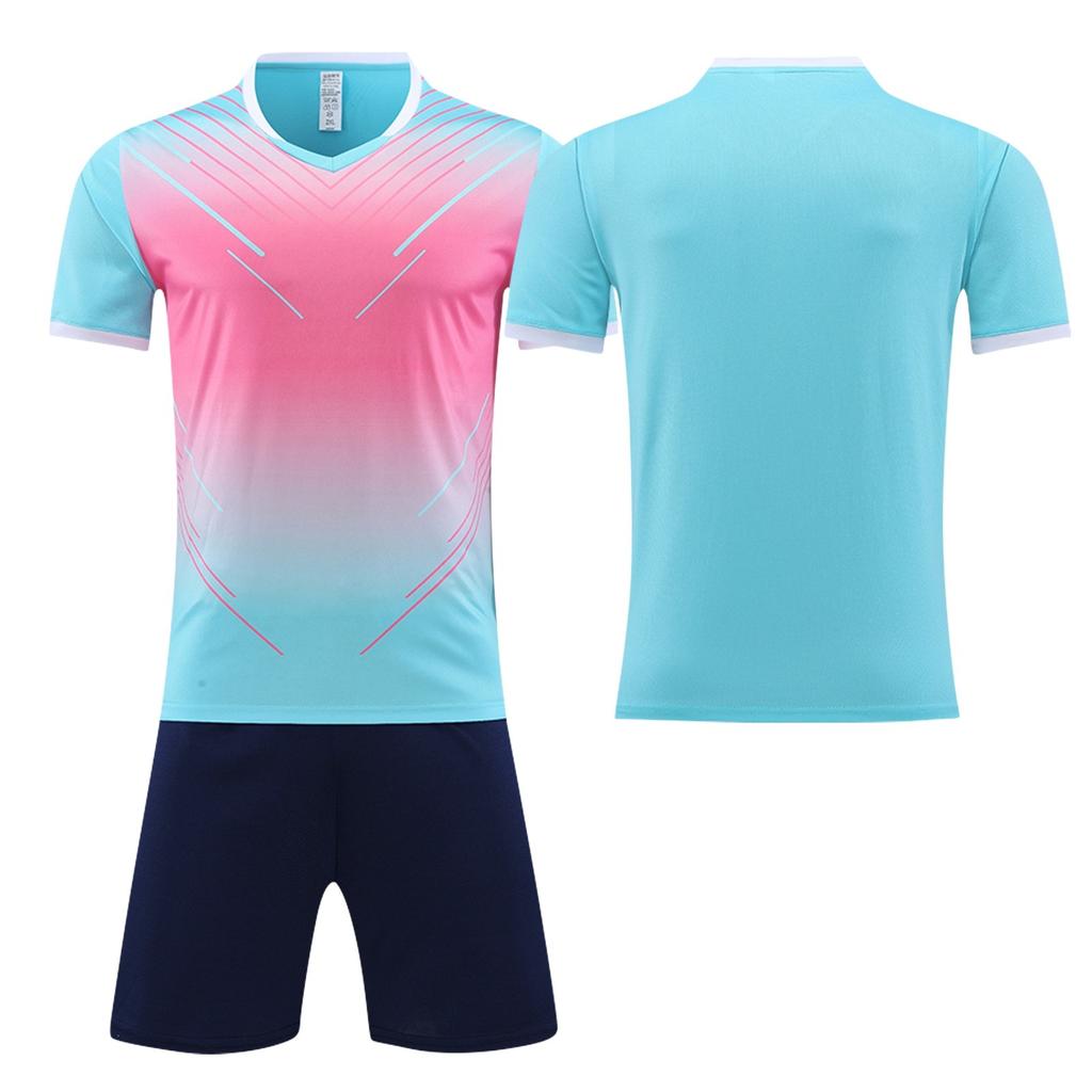 Customizable Soccer Jersey and Shorts Set Polyester Athletic Uniform Personalized Number Print Design