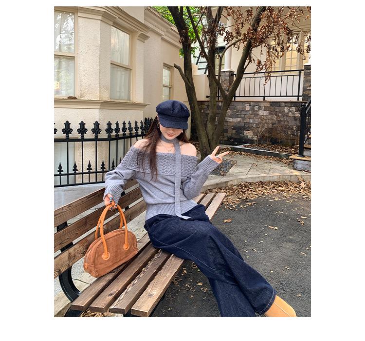 Chic One-Shoulder Long-Sleeve Knit Top for Women - 2025 Early Autumn