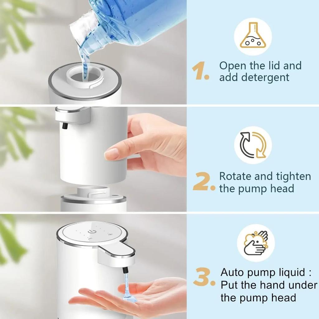 Smart Sensor Soap Dispenser for Kitchen, Automatic Touchless Foam Liquid Dispenser with Rechargeable, Bathroom Sink, Restaurant
