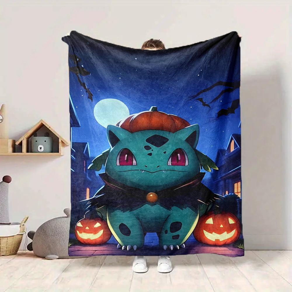 1 szt. Bulbasaur, Koc Pokémon Miękki Koc na Cały Sezon z Żywym Wzorem, Idealny do Domu, Podróży i na Prezenty, Idealny na Drzemki i Kemping