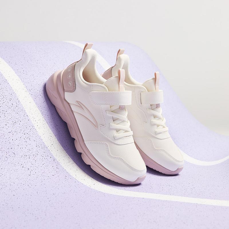 Anta Kids Vitality Simple Versatile Lightweight Shock Absorption Low-Top Running Shoes Kids Sneakers White Pink A22435568-4