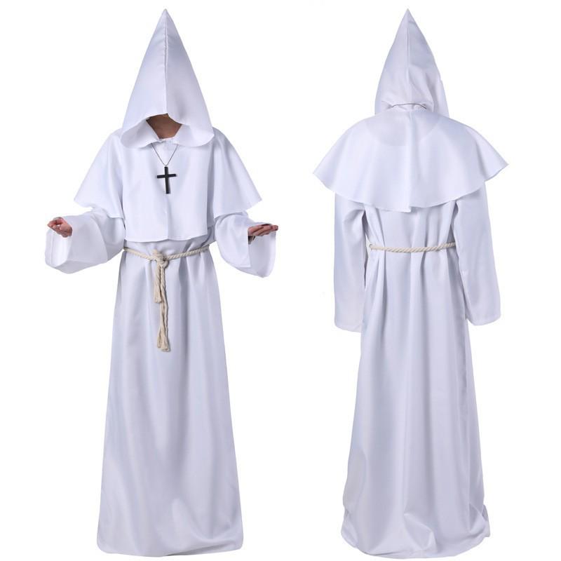 Halloween Monk Robe Wizard Priest Costume - Medieval Death Reaper Cosplay Outfit
