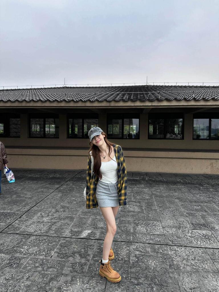 2026 Spring Korean Style Women's Gray Sporty High Waist Skirt - Casual Hip Wrap Sweatshirt Dress