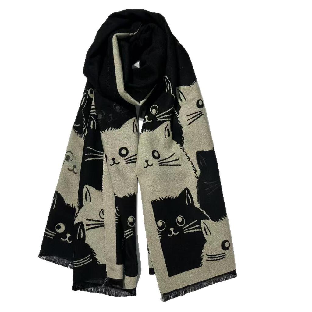 Women's Cute Cat Imitation Cashmere Scarf - Autumn/Winter Warm Shawl
