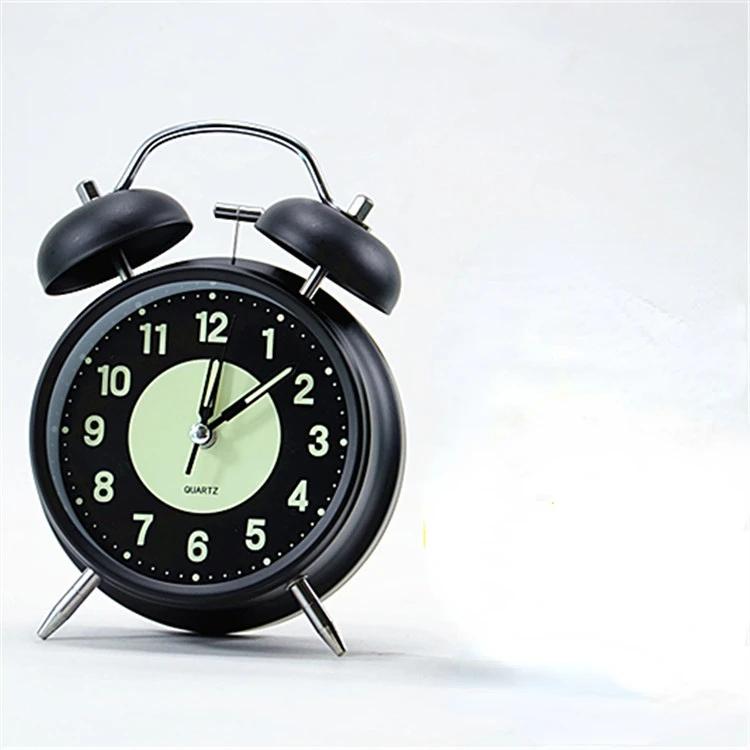 

4-дюймовый креативный металлический будильник с изголовьем для кровати, милый настольный маленький круглый большой будильник с функцией сканирования и беззвучным режимом, подарок