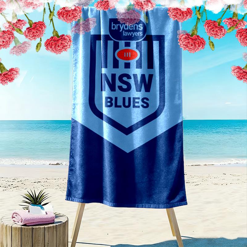New Blues Print Beach Towel, Large Soft Quick Dry Towel for Beach Camping Swimming