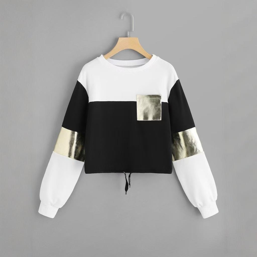 2026 New 3D Digital Printing Hooded Color Matching Short Sweater Women's Loose Fashion Trend Jacket Long Sleeve Top
