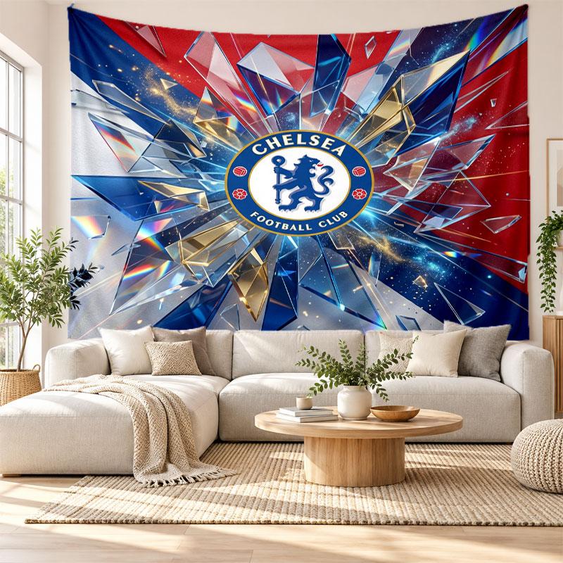 Chelsea FC Wandteppich, Weiches Stoff-Wandbehang, Dekorative Kulisse für Schlafzimmer Heimwandkunst