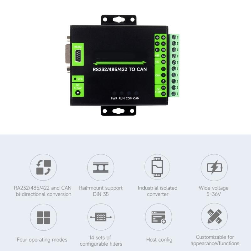Industrial Grade Isolation Type Adapter RS232/RS485/RS422 to CAN Module Converter